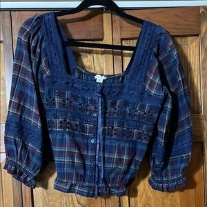 Plaid Blue Women's Top